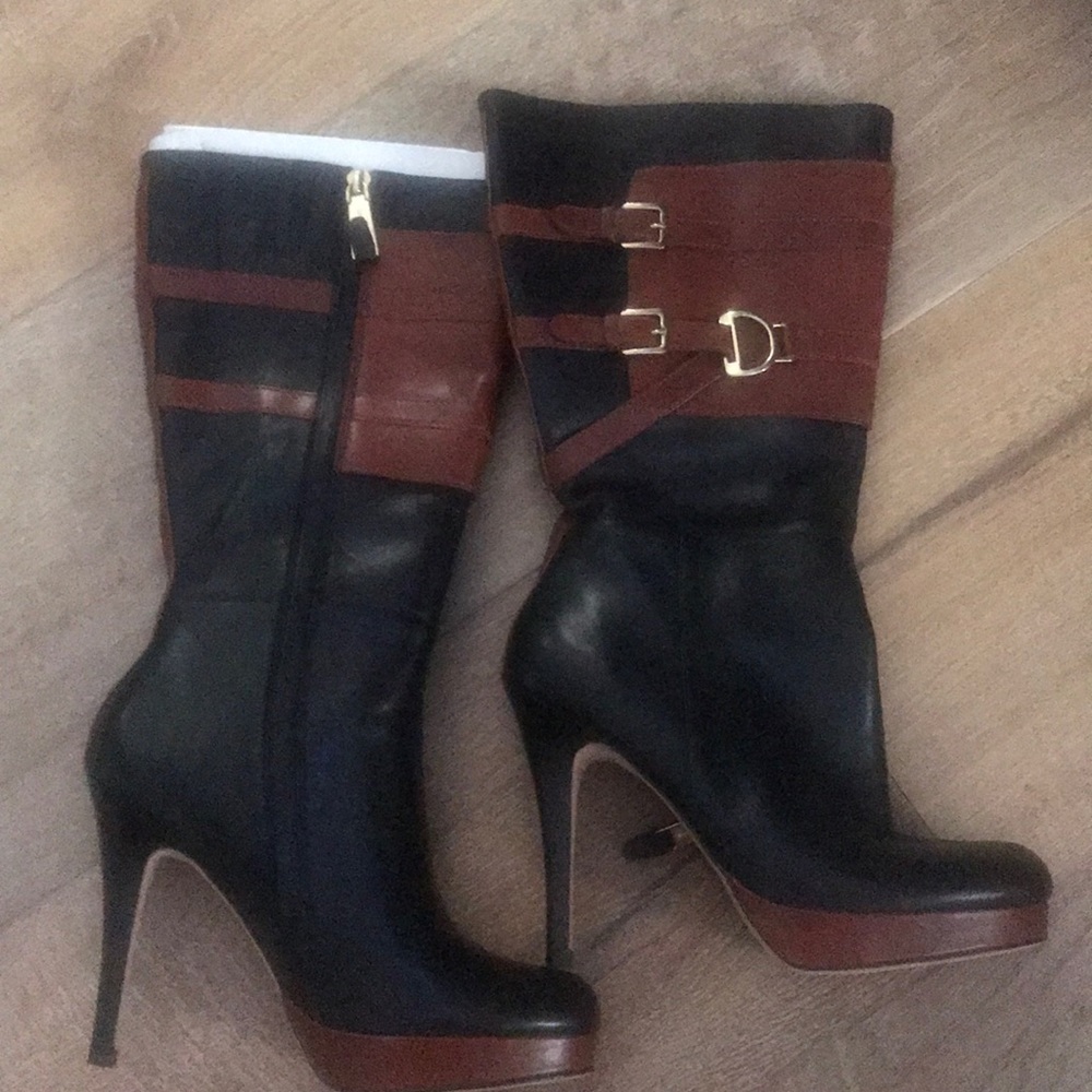 Mid calf heeled boots